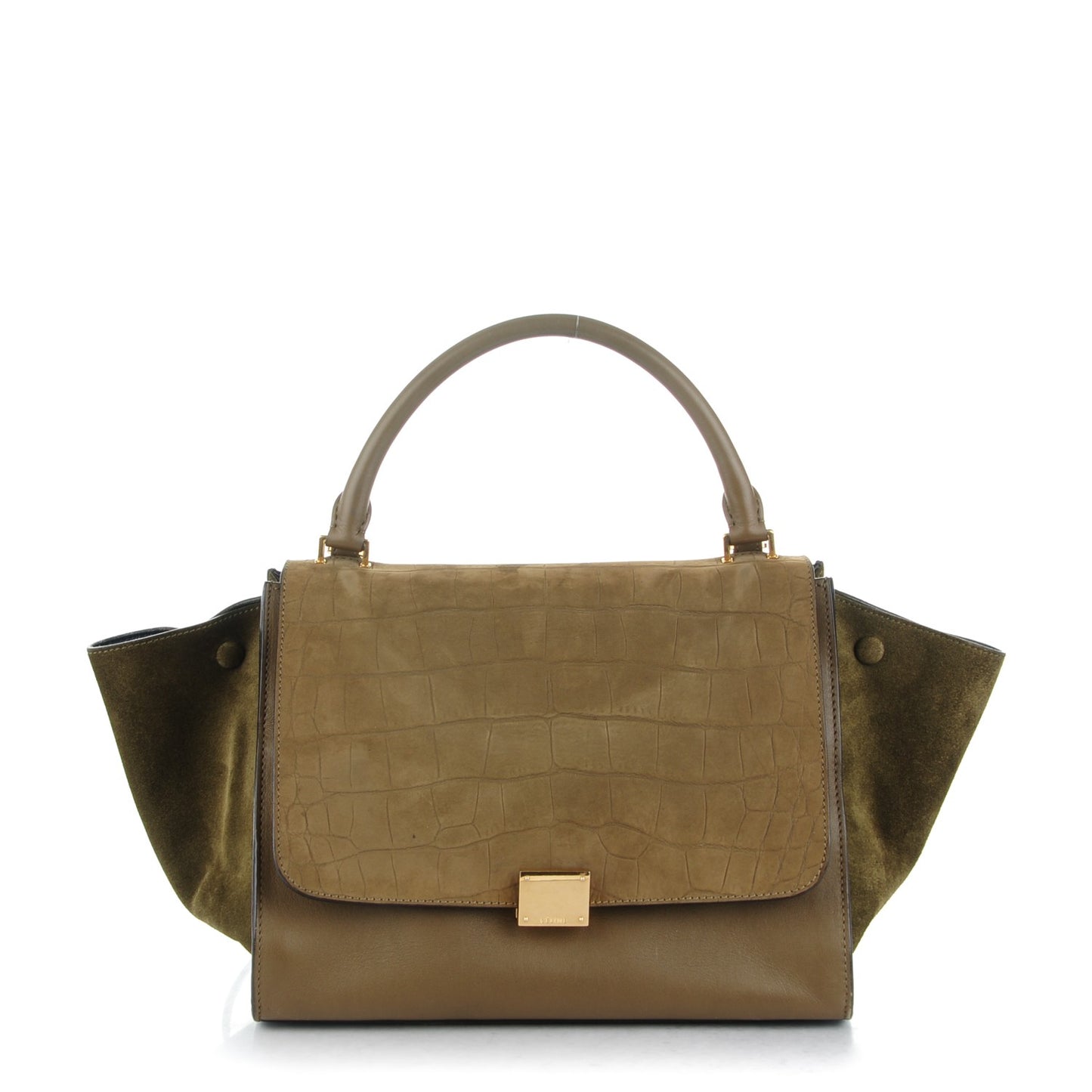 Crocodile Embossed Nubuck Medium Trapeze Olive