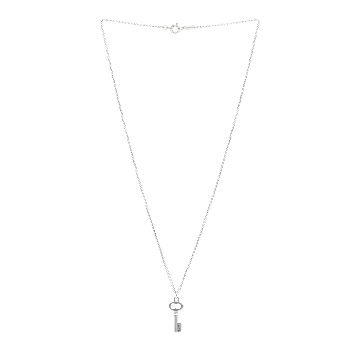 Sterling Silver Mini Oval Key Pendant Necklace