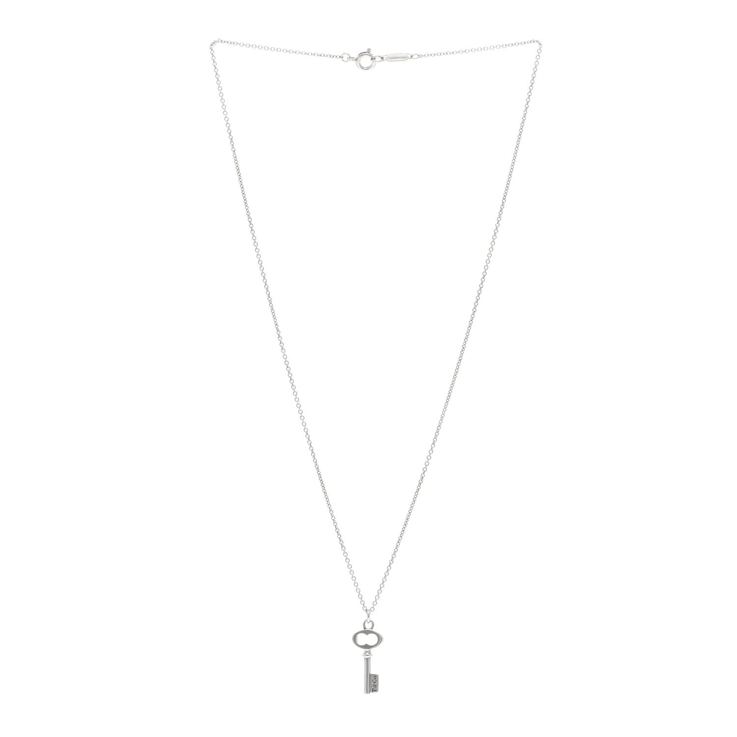 Tiffany Sterling Silver Mini Oval Key Pendant Necklace 3 of 5