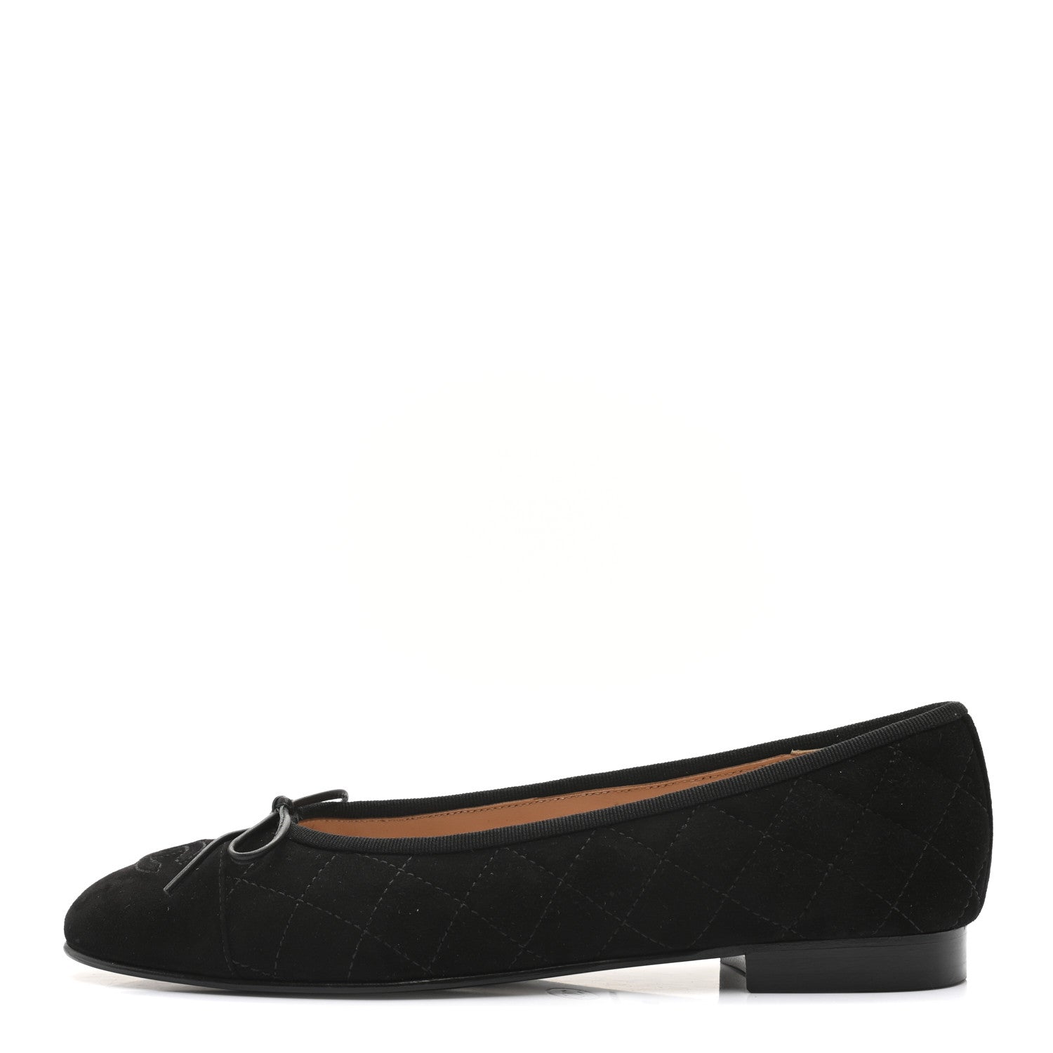 Chanel Suede Quilted Cap Toe CC Ballerina Flats 38 Black 1 of 9