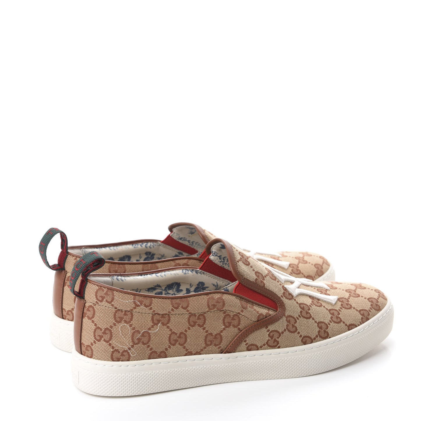 X MLB GG Monogram NY Yankees Embroidered Mens Slip On Sneakers 11 Beige Ruggine Rust