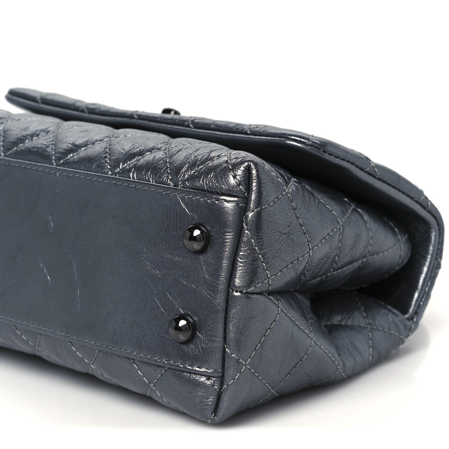 Chanel Metallic Aged Calfskin Quilted Mini Coco Handle Flap Charcoal 11 of 12
