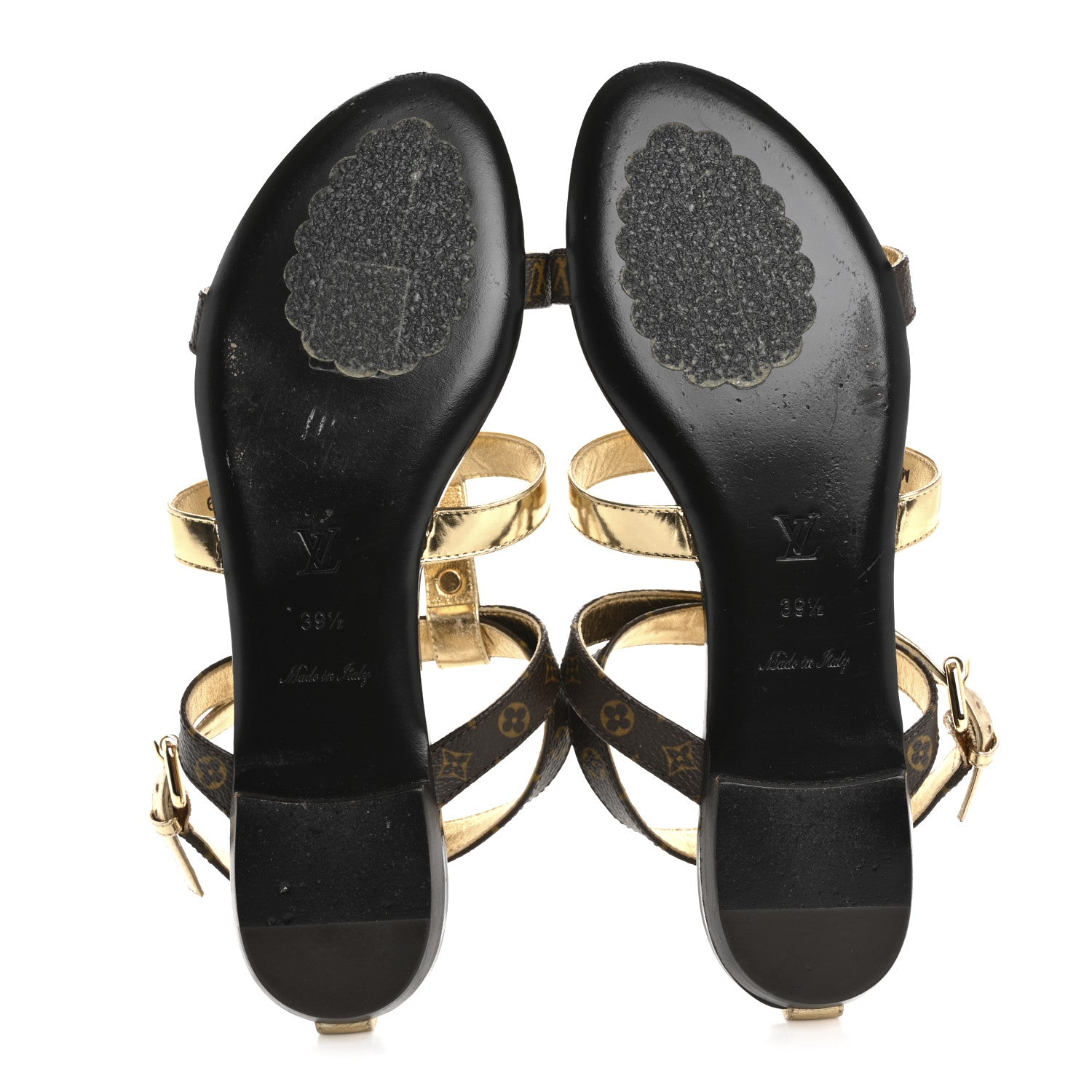 Louis Vuitton Monogram Gladiator Sandals 39.5 Gold 6 of 11