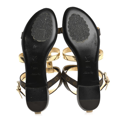 Louis Vuitton Monogram Gladiator Sandals 39.5 Gold 6 of 11