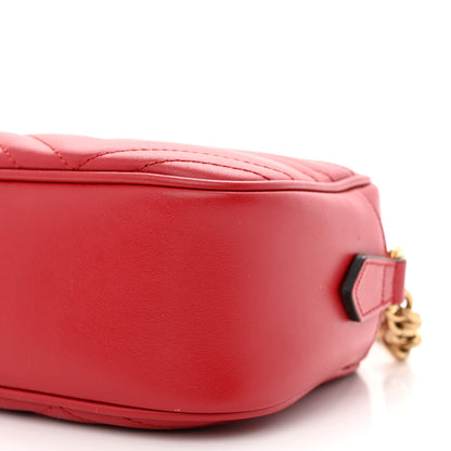 Gucci Calfskin Matelasse Small GG Marmont Chain Shoulder Bag Hibiscus Red 10 of 10