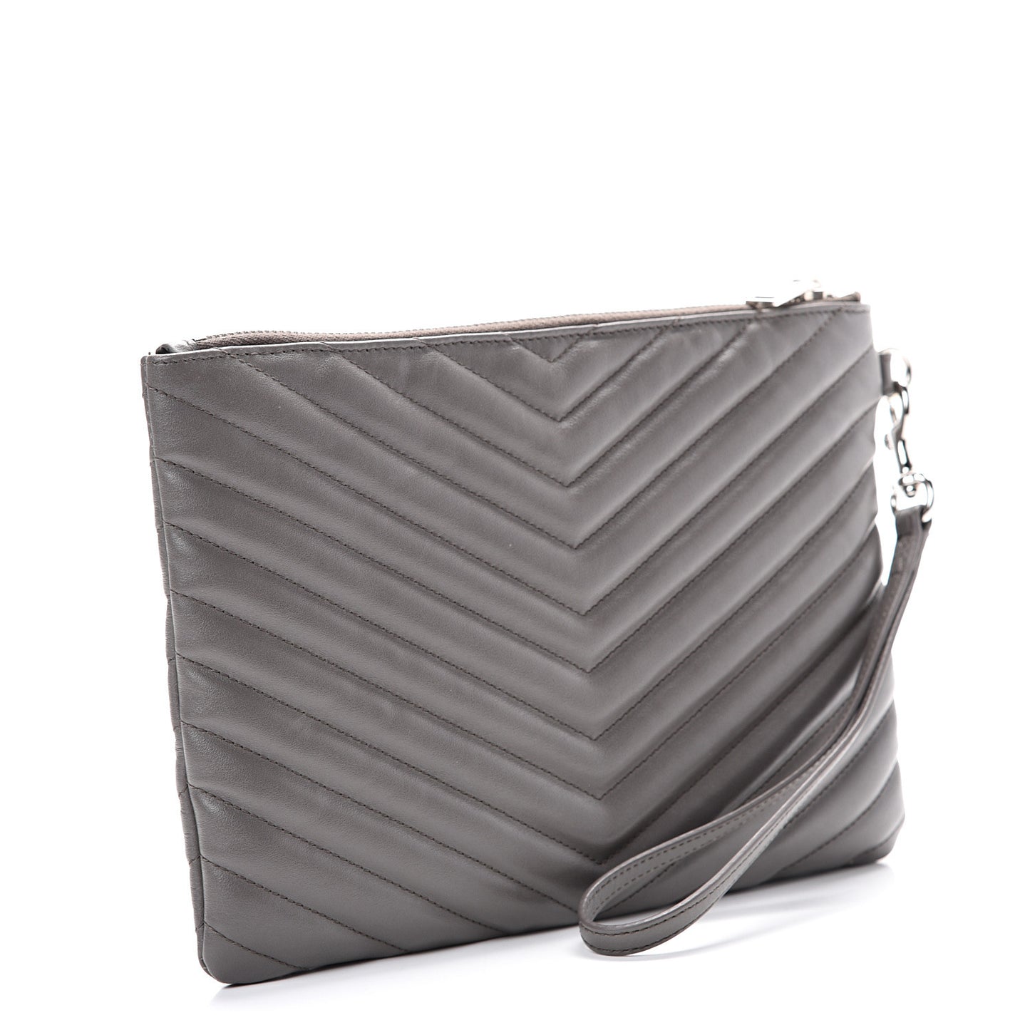 Calfskin Matelasse Chevron Monogram A5 Wristlet Earth