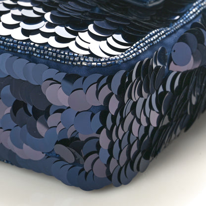 Fendi Sequin Paillettes Vitello Grace Striped Baguette Dark Blue Lunai 10 of 10