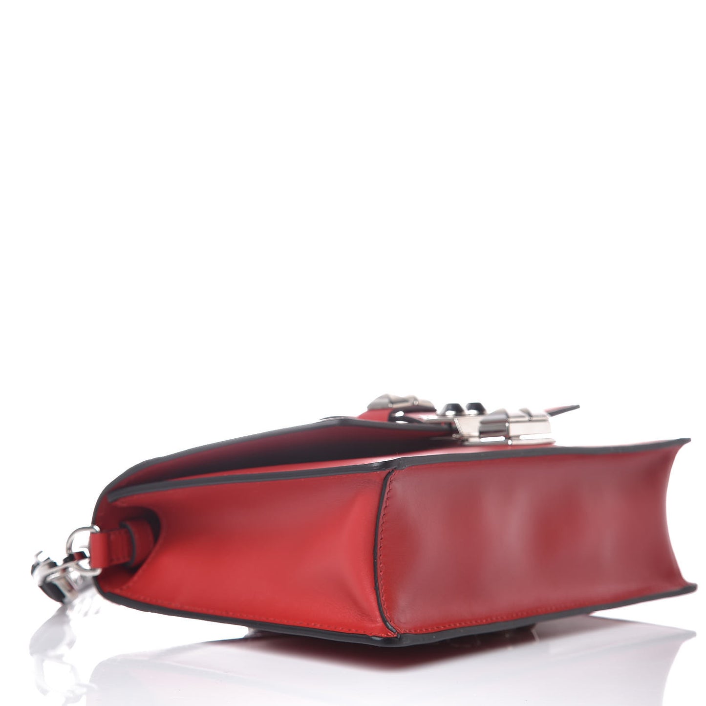 Saffiano City Calfskin Studded Small Elektra Shoulder Bag Fuoco Black