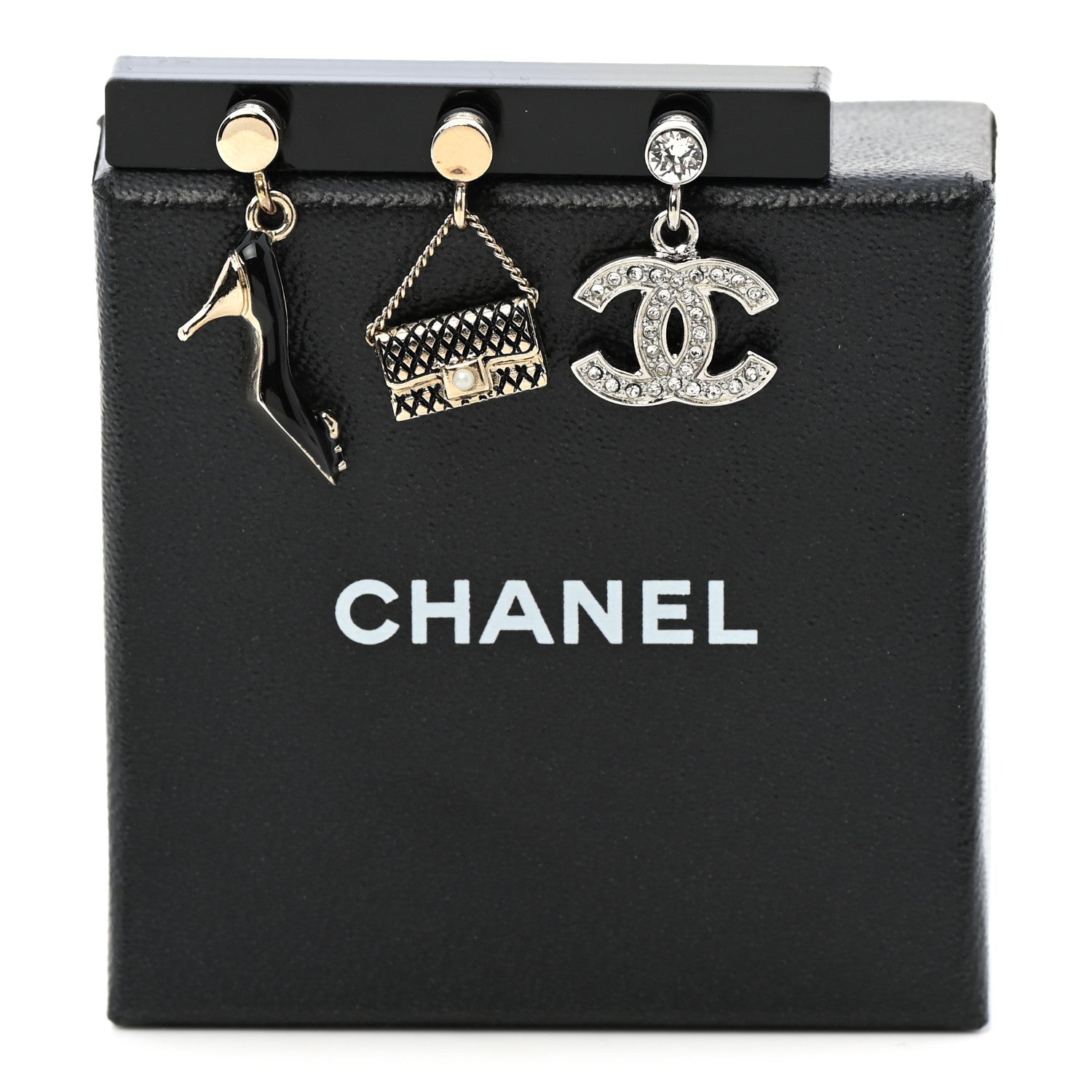 Chanel Crystal CC Dangle Earphone Charms Gold 5 of 5