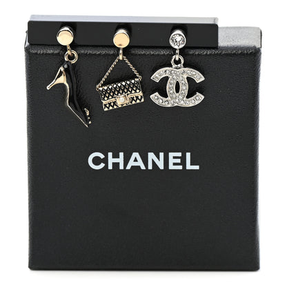 Chanel Crystal CC Dangle Earphone Charms Gold 5 of 5