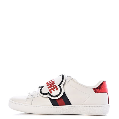 Gucci Calfskin Ayers Web Blind for Love Embroidered Womens Ace Sneakers 34.5 White 1 of 12