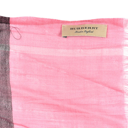 Burberry Wool Silk Gauze Giant Check ScarfPink 5 of 5