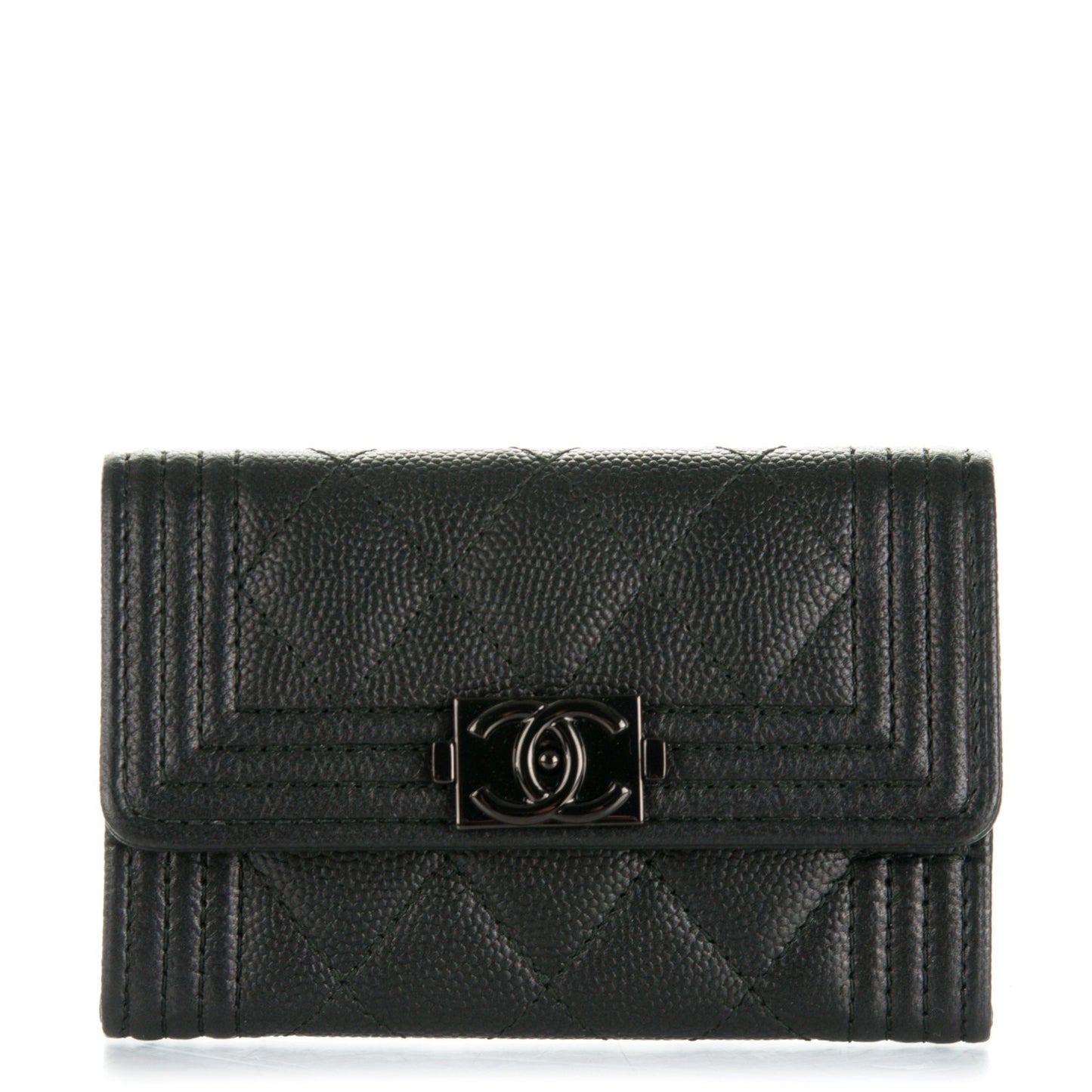 Caviar Quilted Boy Flap Card Holder So Black