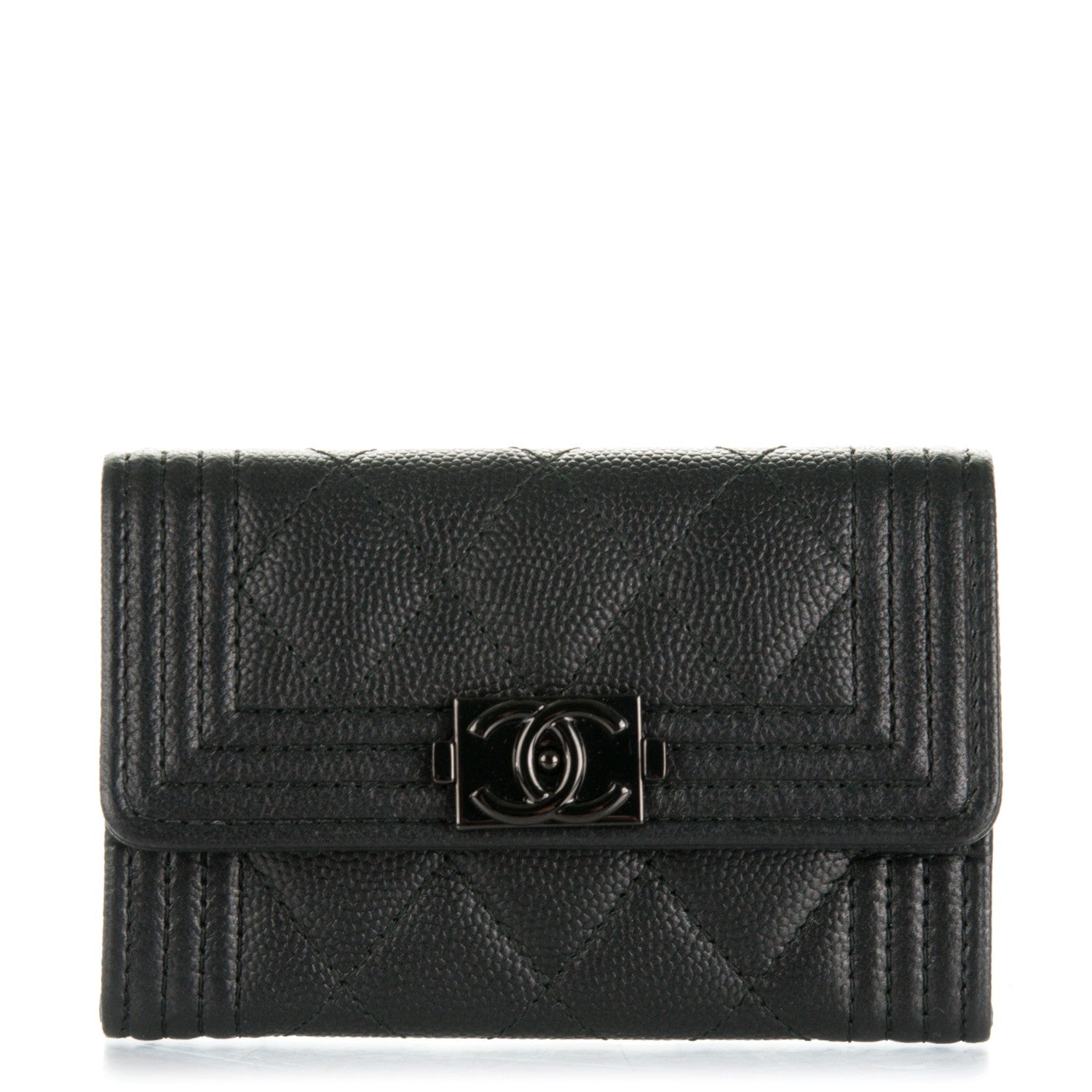Chanel Caviar Quilted Boy Flap Card Holder So Black 1 of 8