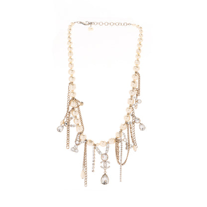 Chanel Pearl Crystal CC Dangle Short Necklace Gold 3 of 6