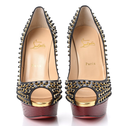 Christian Louboutin Kid Watersnake Lady Peep Cabo 150 Pumps 39.5 Black 2 of 9