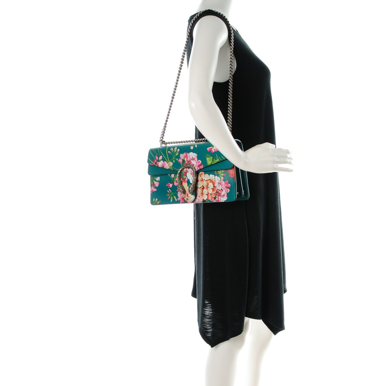 Gucci Calfskin Blooms Print Small Dionysus Shoulder Bag Bright Emerald Multicolor 2 of 7