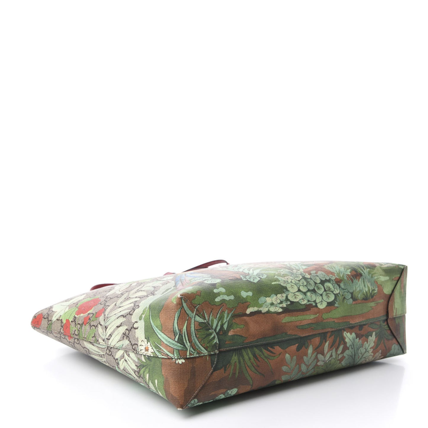 GG Supreme Monogram Tian Medium Shopping Tote Beige Multicolor Red