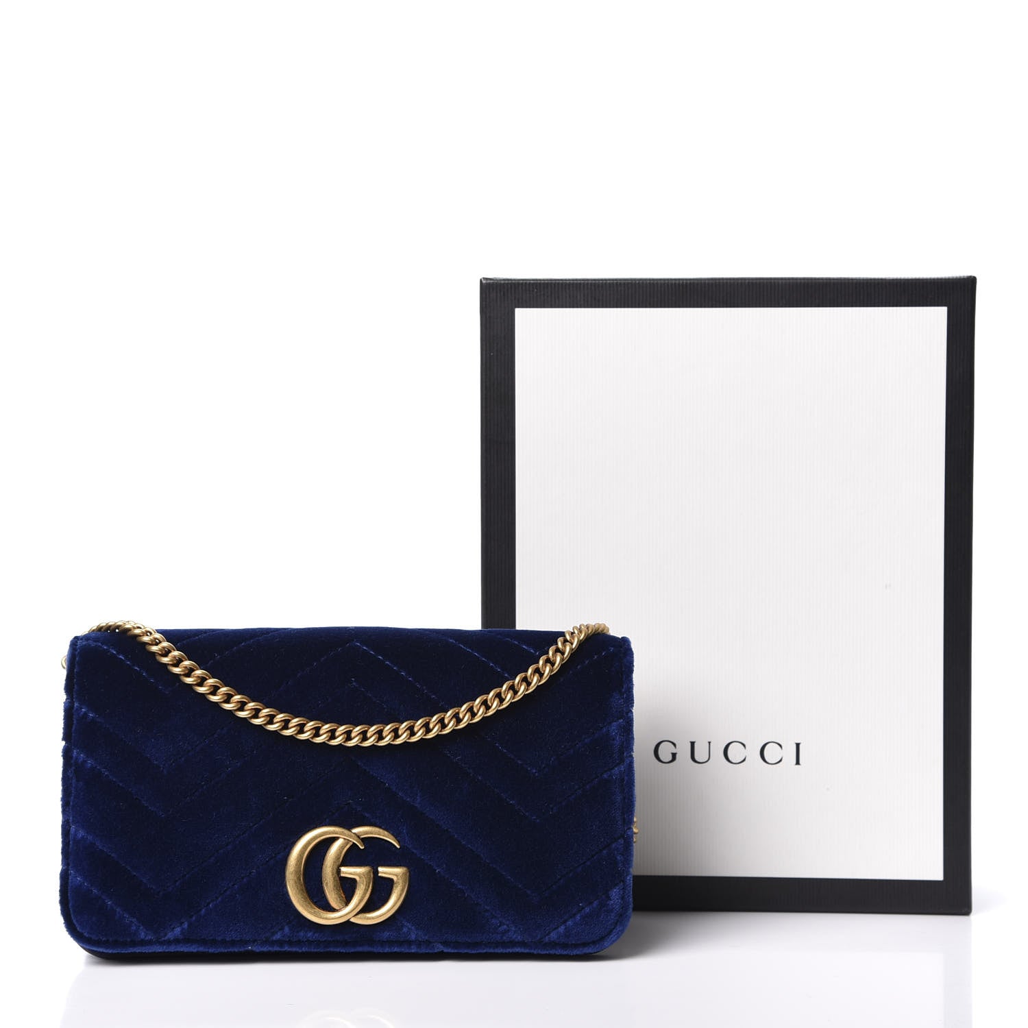 Gucci Velvet Matelasse GG Marmont Mini Bag Cobalt Blue 9 of 9