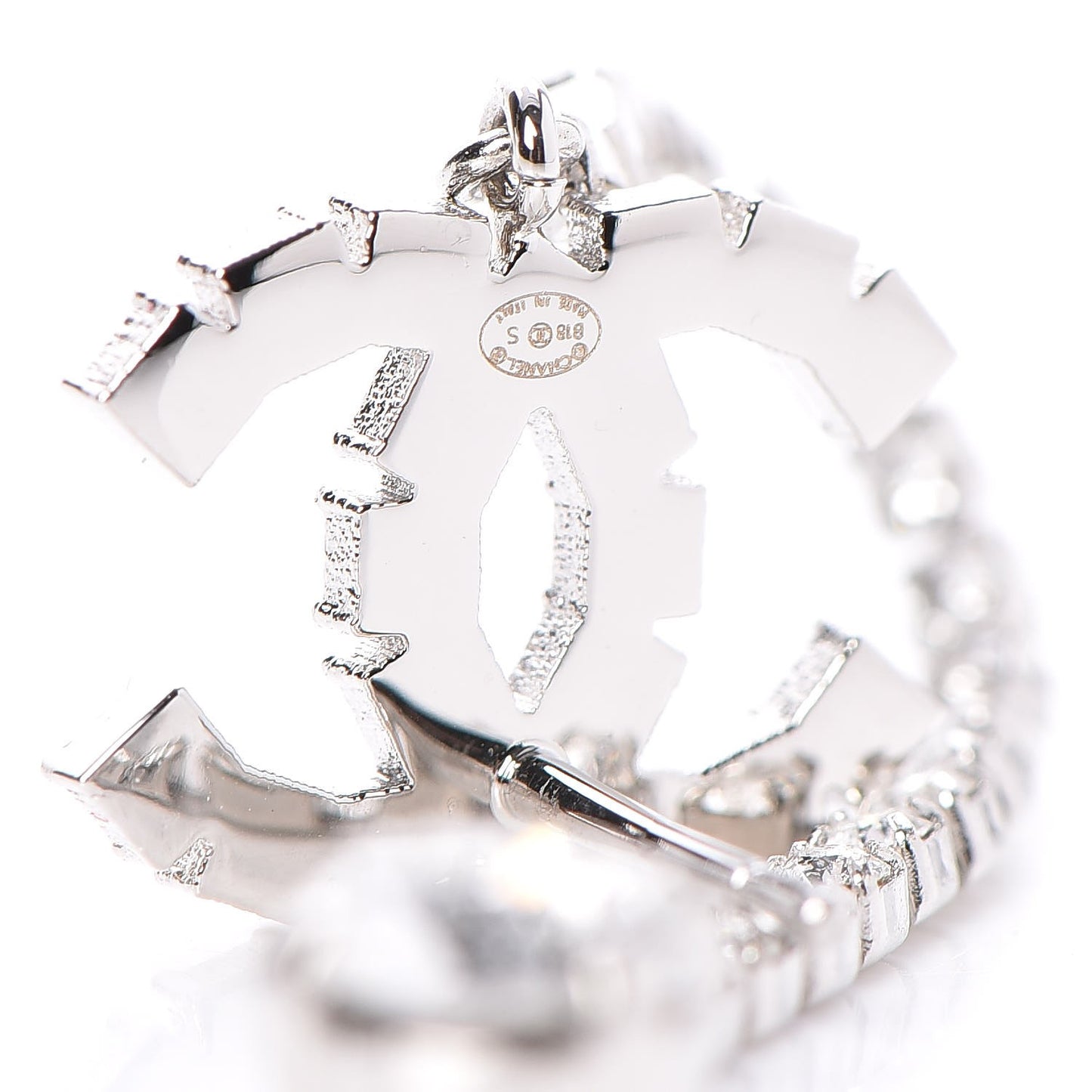 Metal Baguette Round Crystal CC Drop Long Earrings Silver