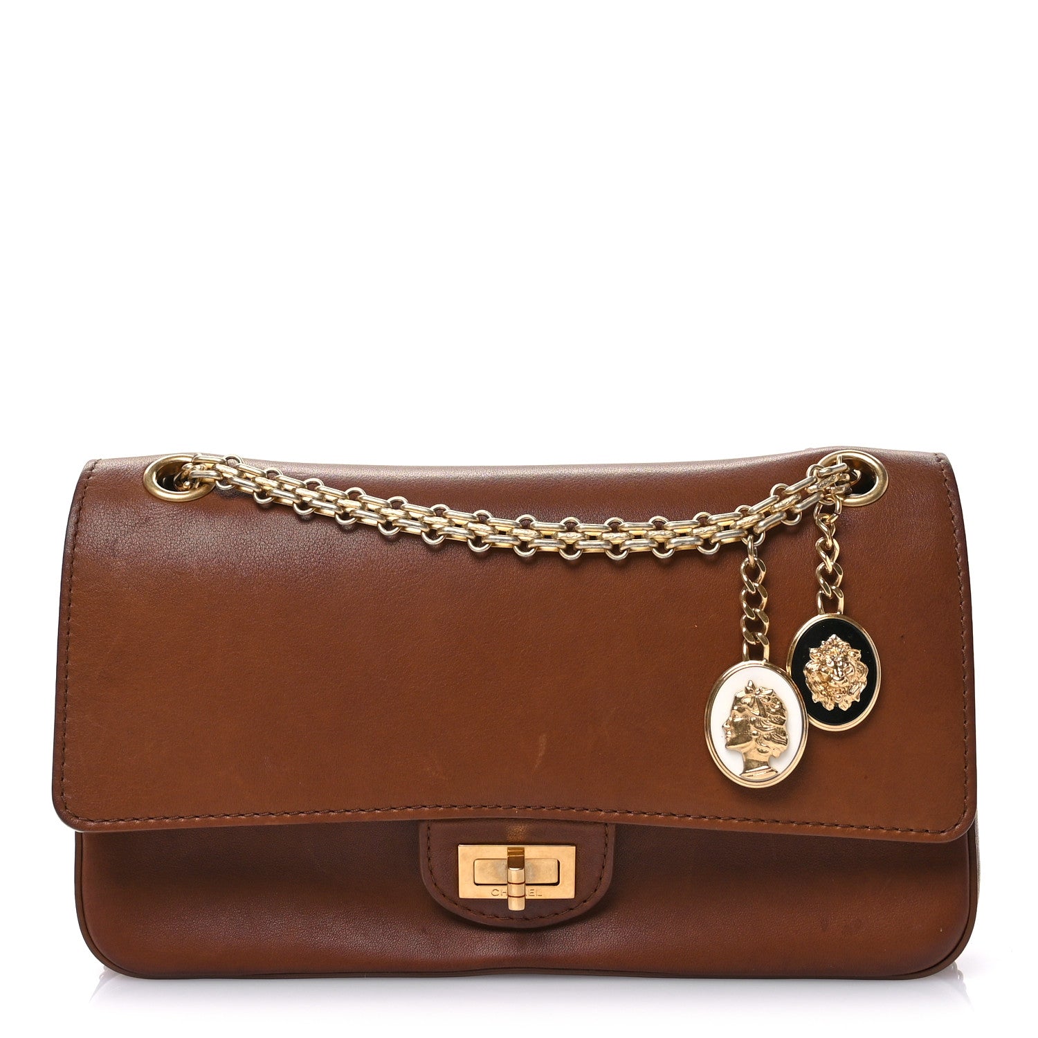Chanel Calfskin Nude 2.55 Medals Reissue 225 Flap Camel 1 of 12