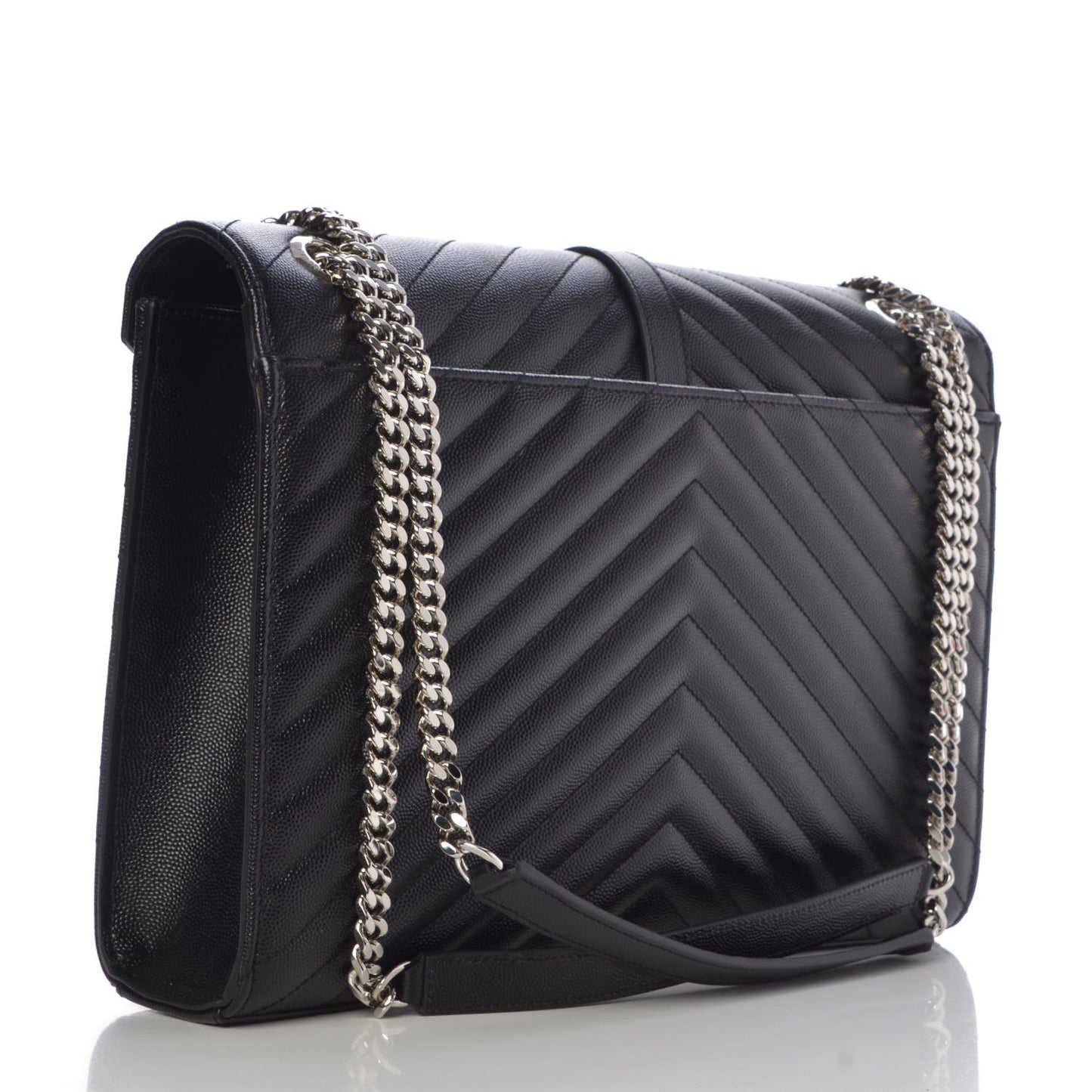 Grain De Poudre Matelasse Chevron Large Monogram Satchel Black