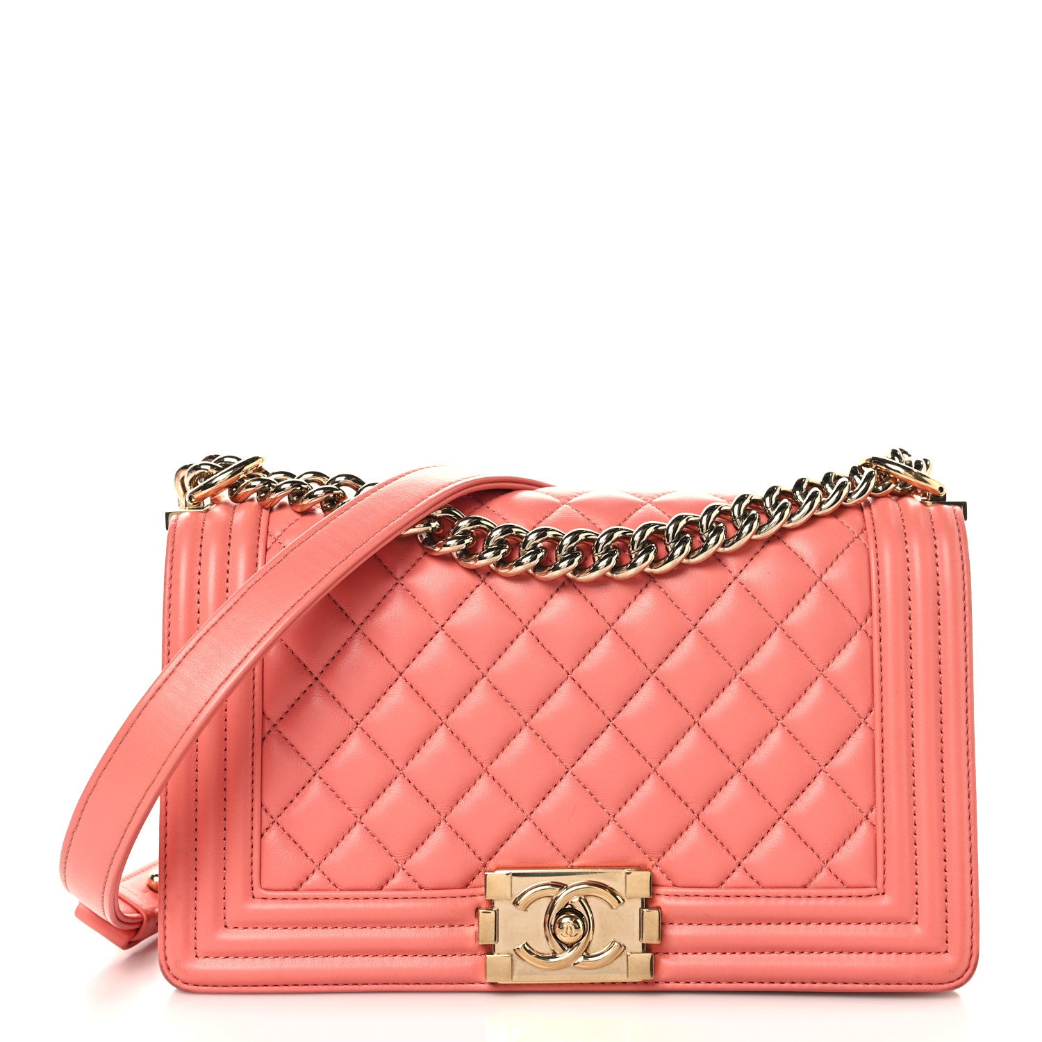 Chanel Lambskin Quilted Medium Boy Flap Coral 1 of 10
