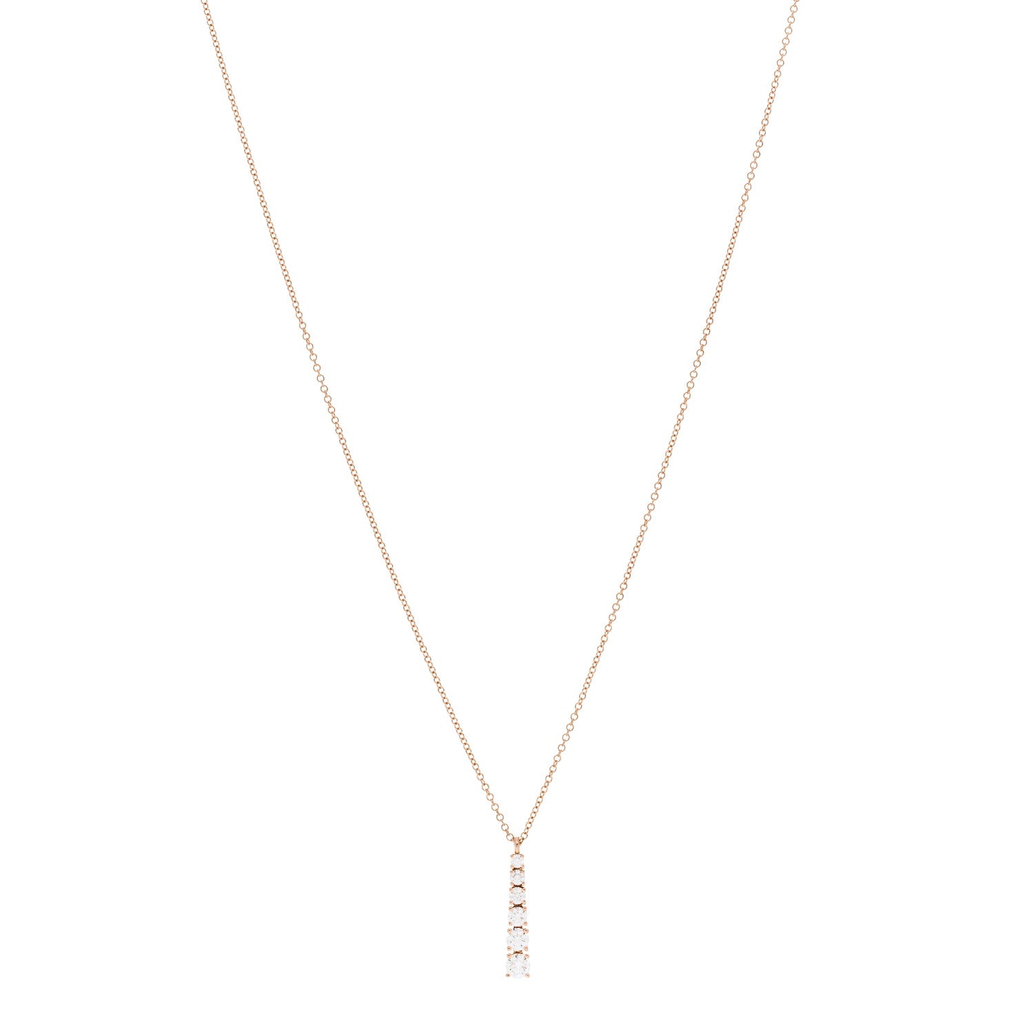 Tiffany 18K Rose Gold Diamond Graduated Drop Pendant Necklace 1 of 7