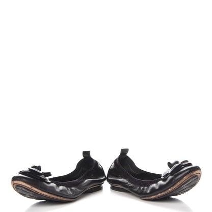 Chanel Lambskin Camellia Cap Toe Ballerina Flats 38 Black 6 of 13