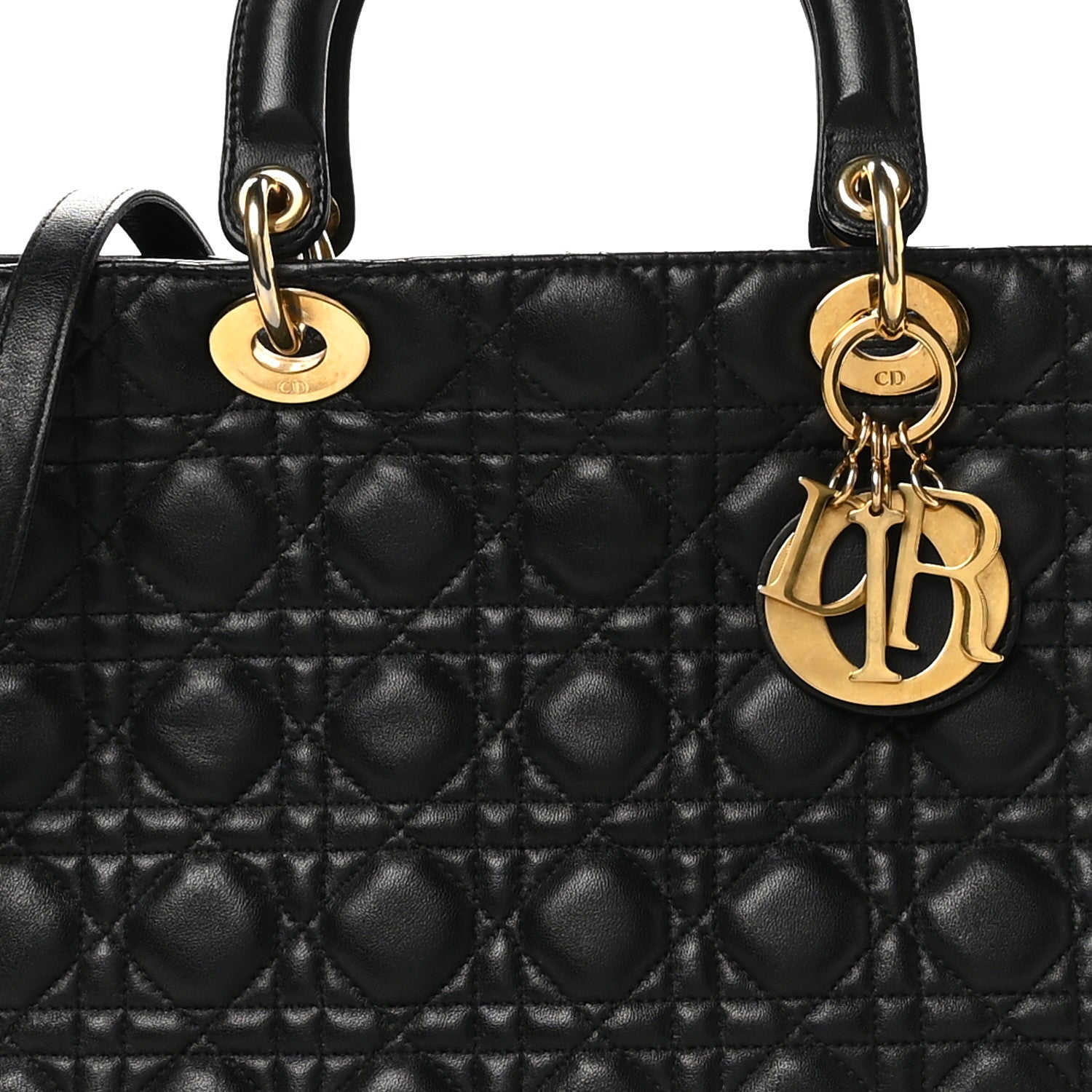 Christian Dior Lambskin Cannage Large Lady Dior Black 8 of 10