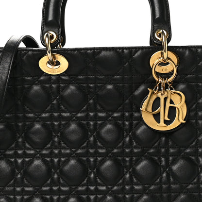 Christian Dior Lambskin Cannage Large Lady Dior Black 8 of 10