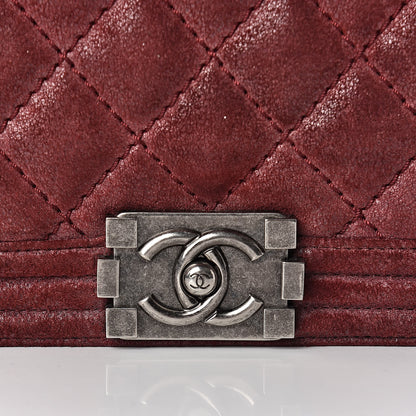Chanel Iridescent Calfskin Quilted New Medium Gentle Boy Flap Dark Red 10 of 16
