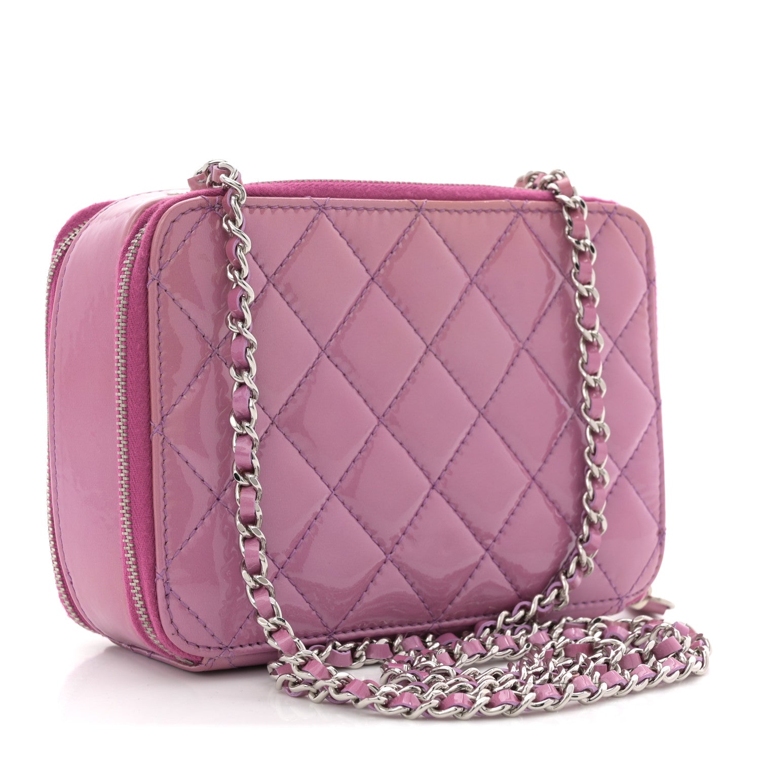 Chanel Patent Quilted Small Pocket Box Camera Case Purple 3 of 12