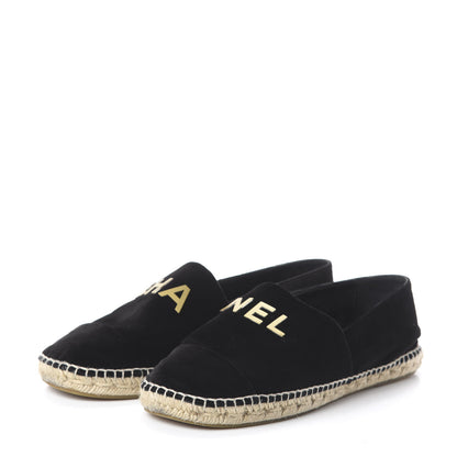 Chanel Velvet Logo Espadrilles 42 Black 3 of 7