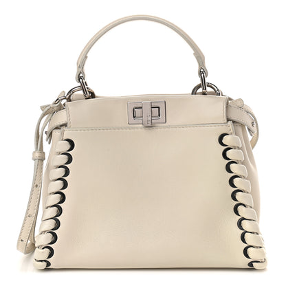 Fendi Nappa Lace Up Mini Peekaboo Iconic Satchel Bianco Carta 1 of 9