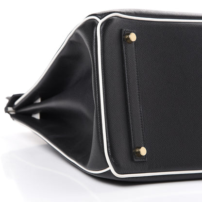 Hermes Epsom Horseshoe Birkin 35 Black White 7 of 15