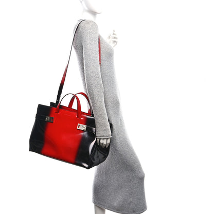 Salvatore Ferragamo Smooth Airbrushed Calfskin XL Gancini Buckles Tote Bag Flame Red Black 2 of 14