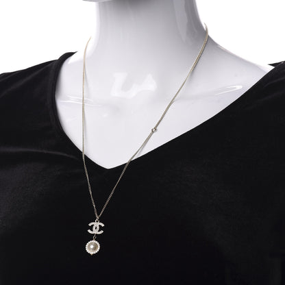 Chanel Crystal Pearl CC Lace Camellia Necklace Gold 2 of 5