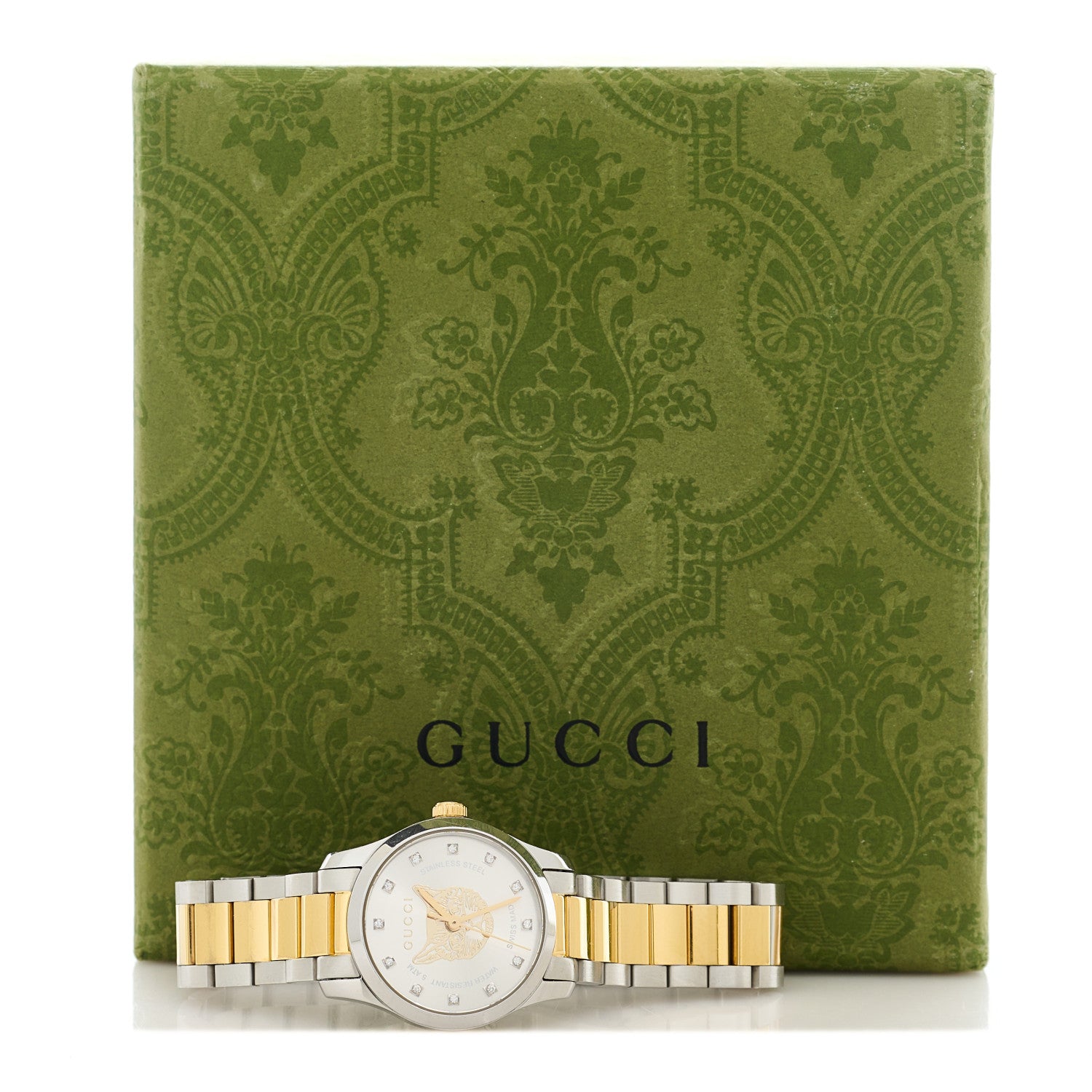 Gucci Stainless Steel Diamond 27mm G-Timeless Two Tone Cat Quartz Watch 5 of 5