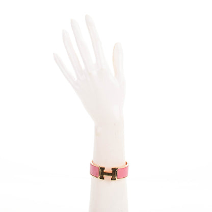 Hermes Enamel Wide Clic Clac H Bracelet PM Rose Velours 2 of 5