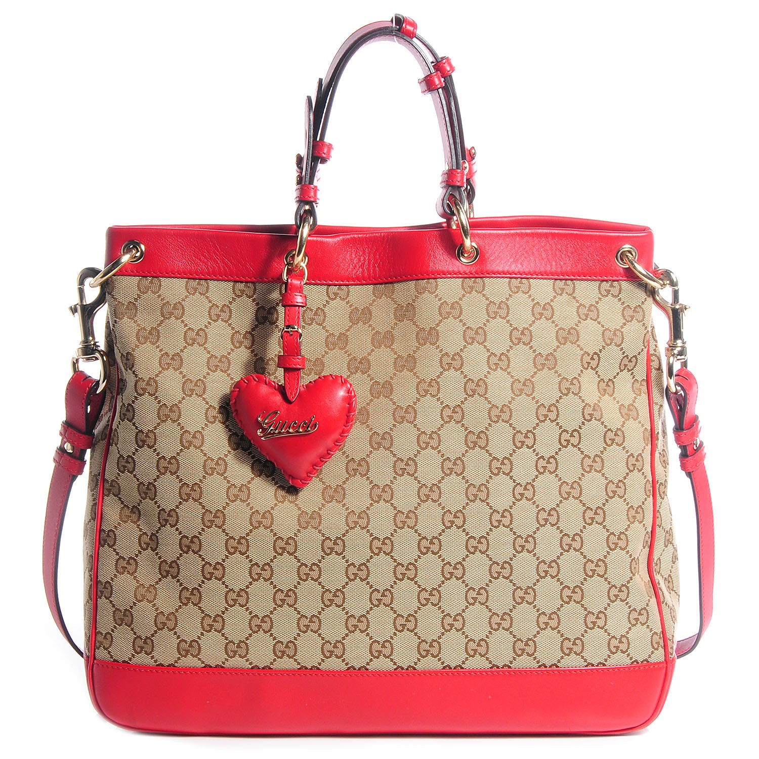 Gucci Monogram Medium Valentine Top Handle Bag Red 1 of 10
