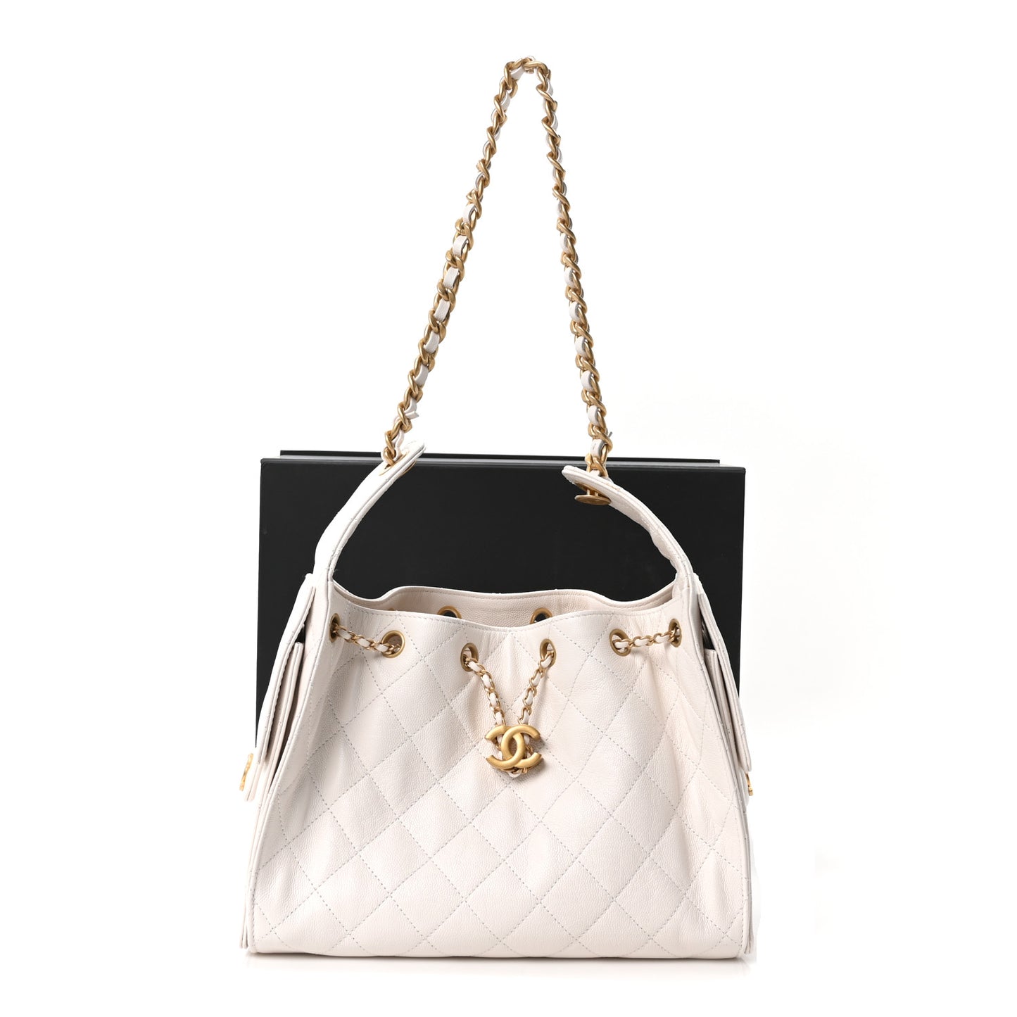 Caviar Quilted Small Chanel 25 Handbag White