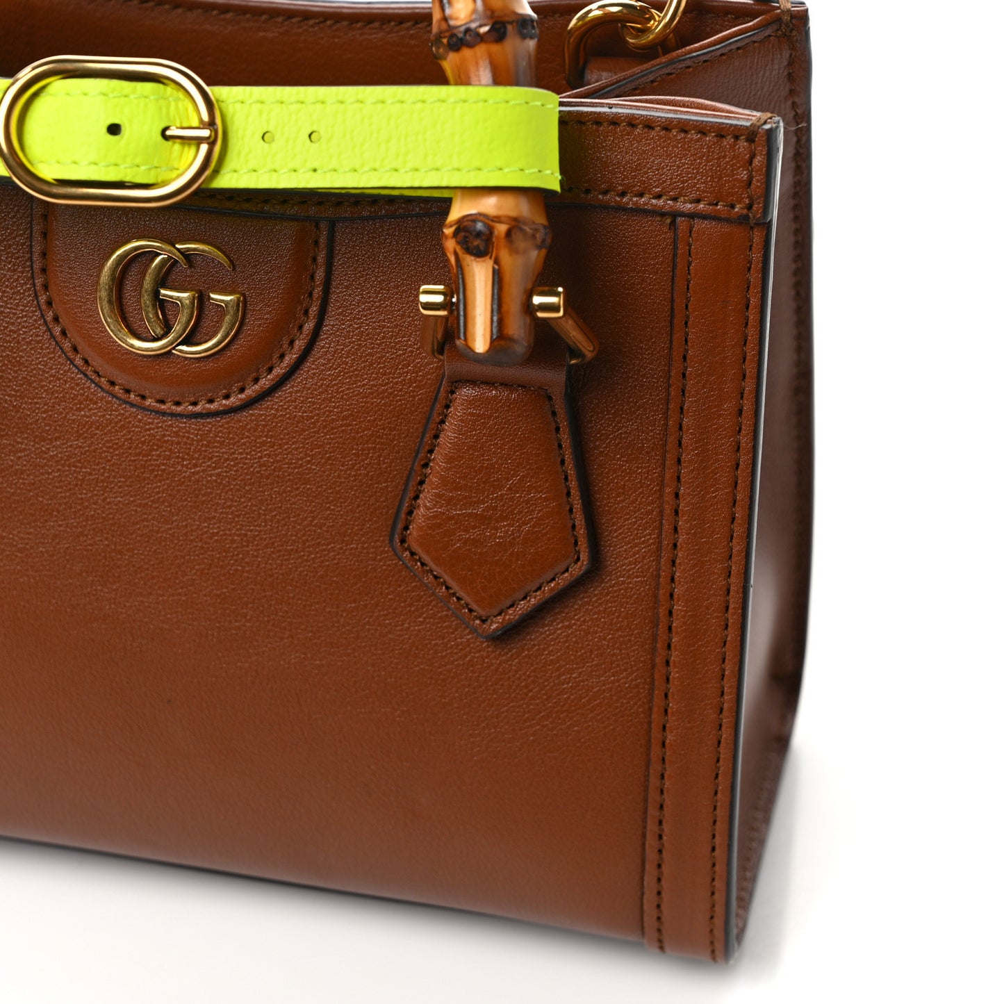 Wonka Grain Calfskin Mini Diana Tote Bag Cuir Yellow Fluo