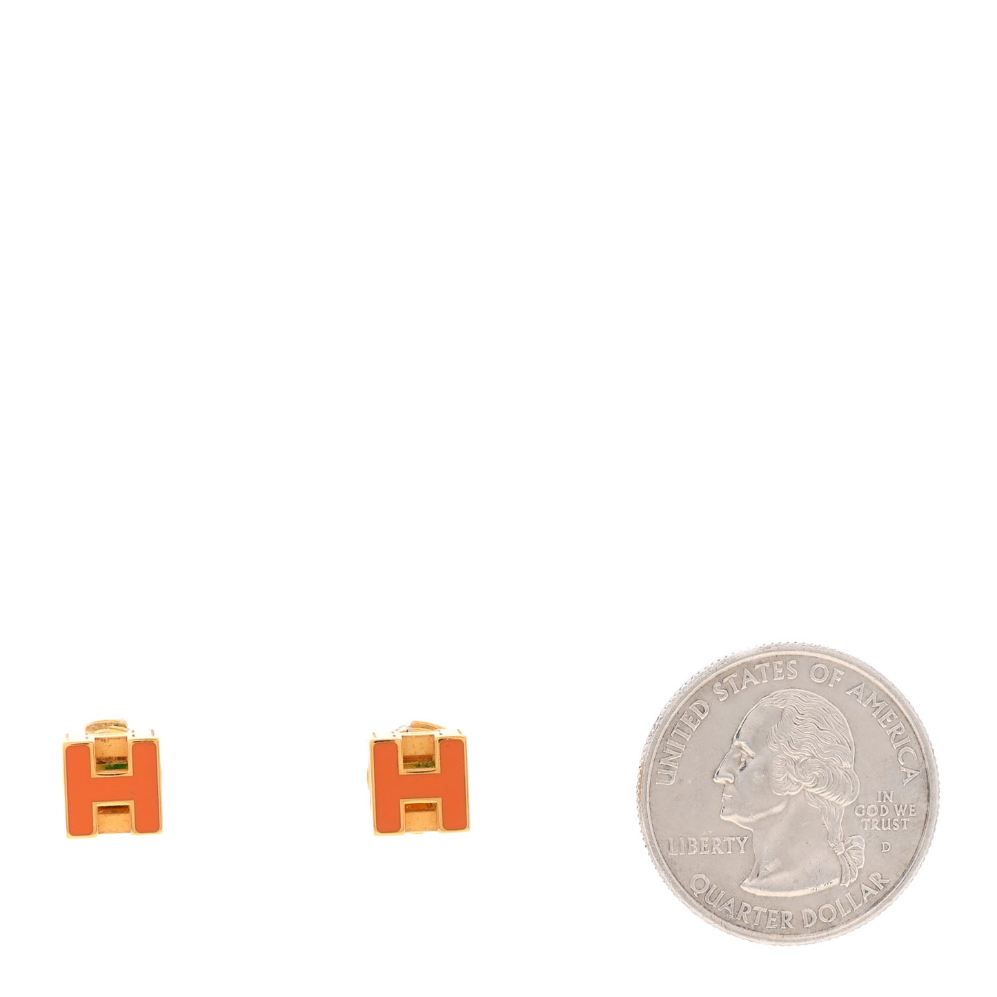 Gold Lacquered Cage d'H Earrings Orange
