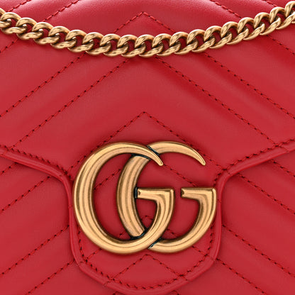 Gucci Calfskin Matelasse GG Marmont Chain Wallet Hibiscus Red 8 of 10