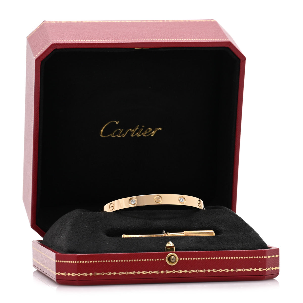 18K Yellow Gold 4 Diamond LOVE Bracelet 16