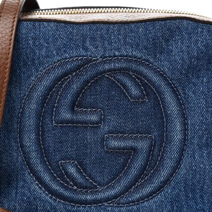 Gucci Denim Pebbled Calfskin Small Soho Disco Bag Blue Brown 10 of 10