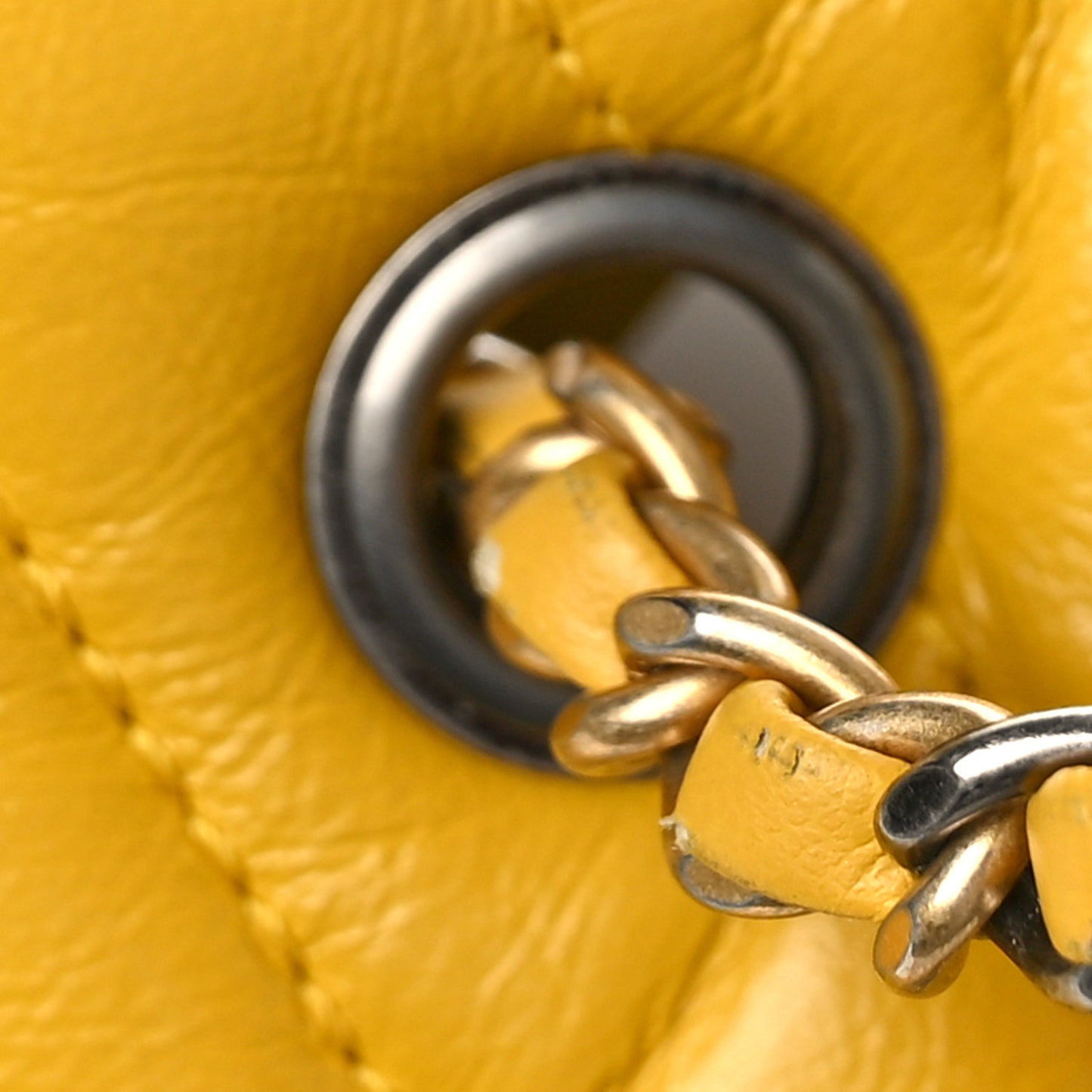 Aged Calfskin Chevron Quilted Small Gabrielle Backpack Yellow