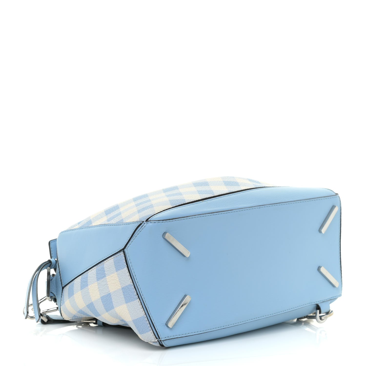 Loewe Calfskin Gingham Puzzle Bag Soft Blue 3 of 7