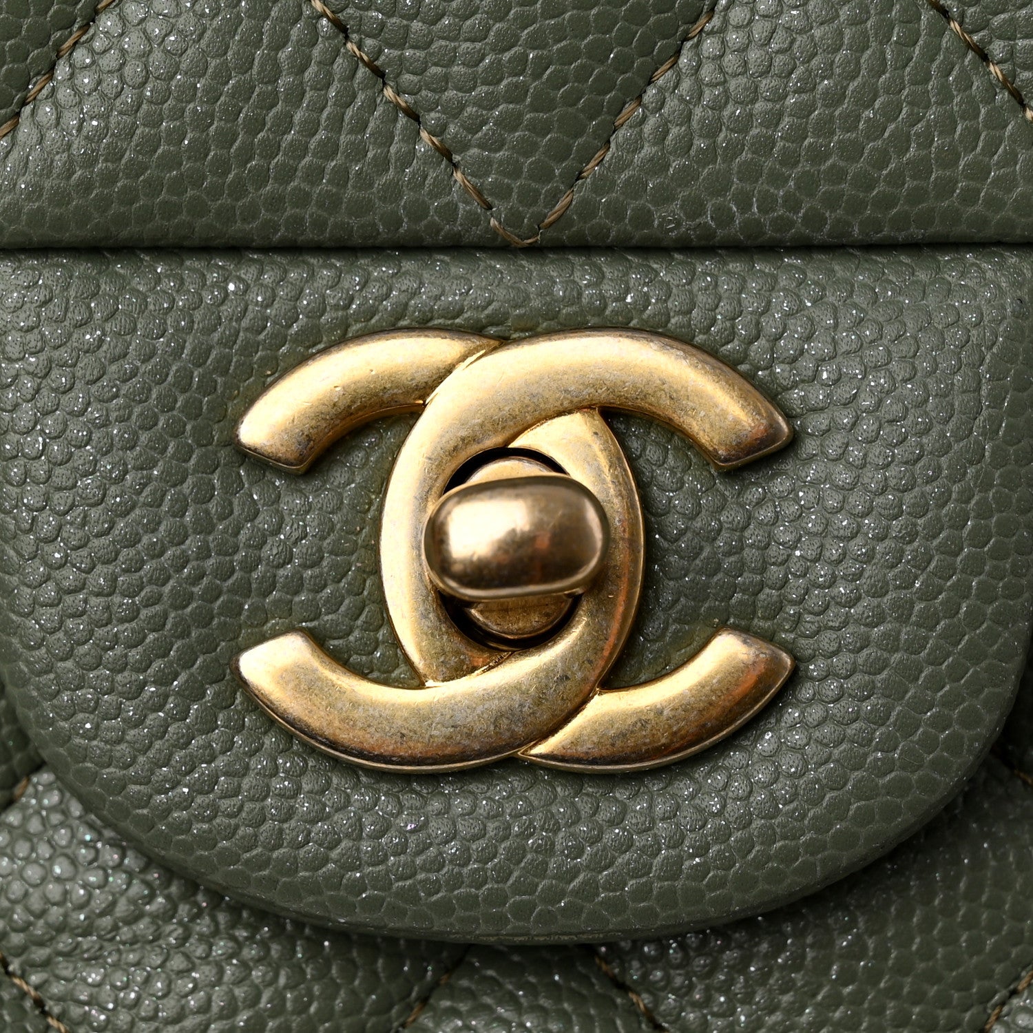 Chanel Iridescent Caviar Quilted Medium Double Flap Light Green 10 of 11